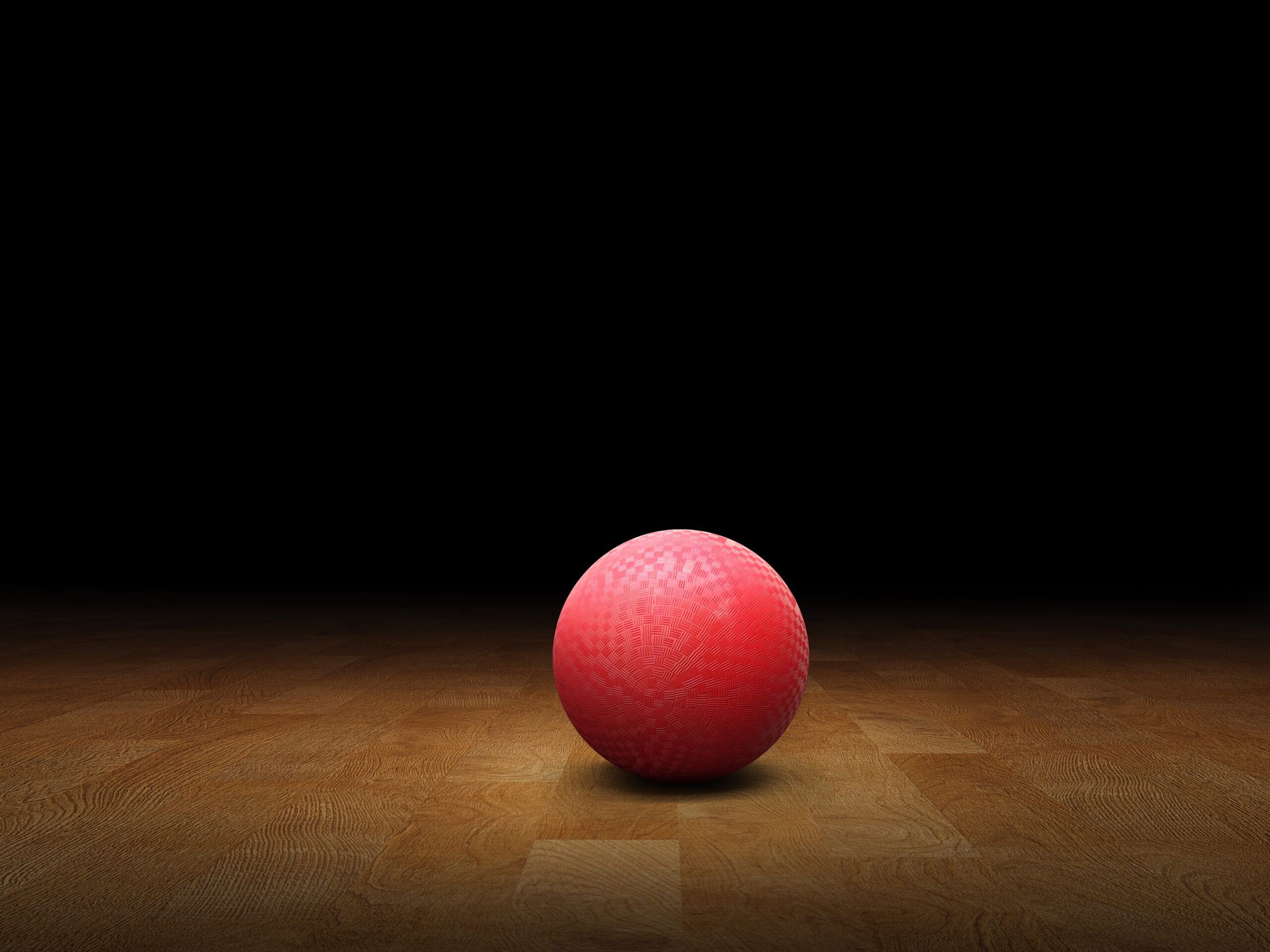 Classic,Red,Dodgeball,Ball,,Rubber,Ball,On,Wooden,Floor,,Black