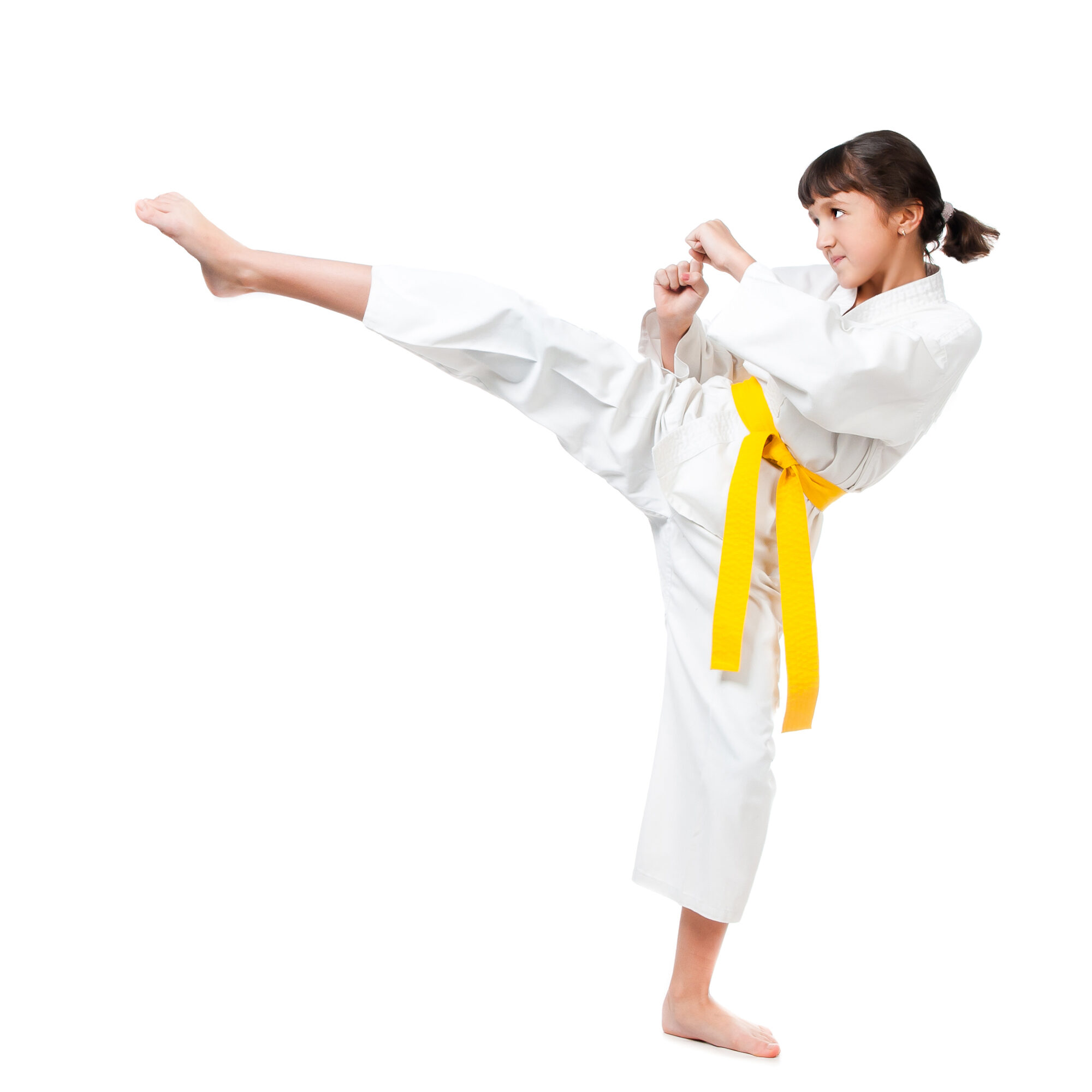 Little,Girl,In,A,Kimono,With,A,Yellow,Sash,On